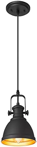 Black Industrial Pendant Lights Kitchen Island, 6.5" Metal Shade by Audickic