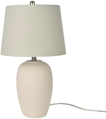 Nourison Home 23" Natural White Ceramic Jar Table Lamp for Bedroom, Living Room, Dining Office, with Off-White Shade - Image 2