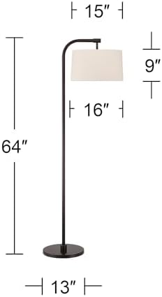 Serra 64" Tall Dark Bronze Chairside Arc Offset Arm Floor Lamp - Image 4