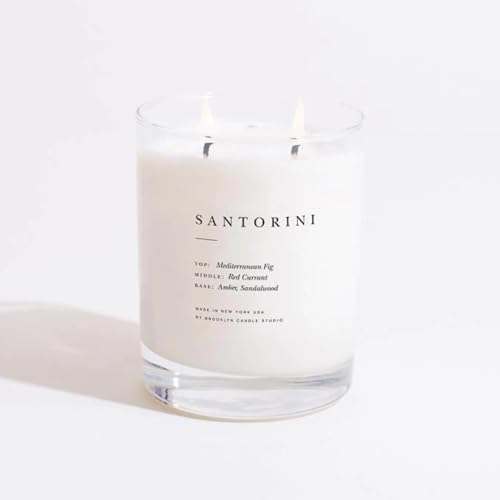 Brooklyn Candle Studio Santorini Classic 2 Wick Candle - Luxury Scented Candle, Vegan Soy Wax, Hand Poured in The USA, 70 Hour Slow Burn Time - 13oz by BrooklynCandleStudio