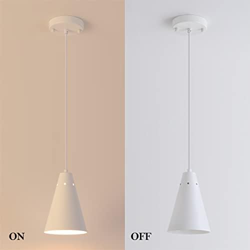Dijiahua White Pendant Lights Kitchen Island,Dining Room Light Fixtures Over Table 3 Pack with Cone Metal Shade, Modern Farmhouse Mini Chandeliers,Adjustable Cord Hanging Lighting for Bar,Sink - Image 7