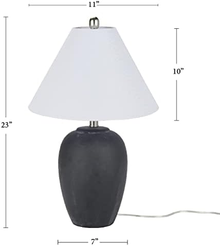 Nourison Home 23" Black Vintage Distressed Ceramic Pot Table Lamp for Bedroom, Living Room, End Table, with White Conical Empire Shade - Image 4