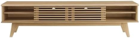 Modway Render Mid-Century Modern Low Profile 70 Inch Media Console TV Stand in Oak, 70" - Image 4