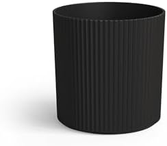 Mayne Haven 12in Round Fluted Modern Planter, Black - Image 2