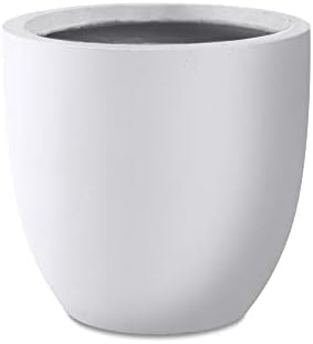 Kante Accent Round Bowl White Concrete Planter 14" Dia, Outdoor by Unknown