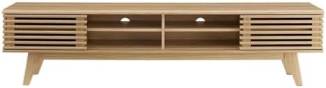 Modway Render Mid-Century Modern Low Profile 70 Inch Media Console TV Stand in Oak, 70" - Image 3
