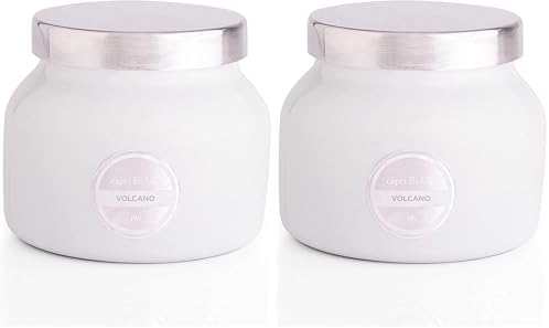 Capri Blue Volcano Scented, Glass Jar Candles for Home with Tropical Fruit & Sugared Citrus, Soy Wax Blend, White Color (8 Oz) (Pack of 2) by Unknown