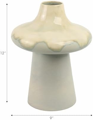 Modern Mushroom Vase for Living Room and Home Decor - Decorative Flower Vase Accent with Earthenware Pottery Design - Decorative Table Accent for Bedroom, Room, House and Office Display - 12”, Blue - Image 4
