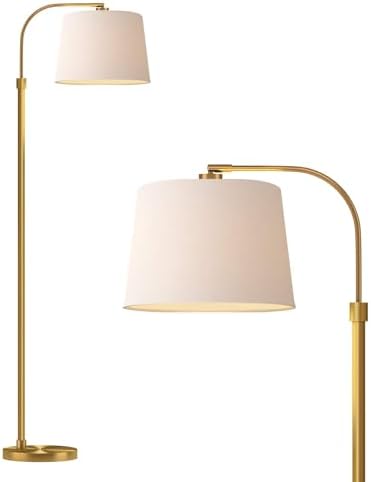 Oneach 62" Gold Floor Lamp for Living Rooms Tall Arc Standing Lamps for Bedrooms Industrial Corner Nursery Girls Kid Vintage Mid-Century Modern Reading Light Office Antique Brass Shade Lantern by Oneach