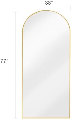 KOMCOTE 77x38 Inch Extra Large Arched Floor Mirror - Giant Gold Freestanding Mirror for Bedroom, Living Room, Dressing Room - Oversized Elegant Leaner Full Length Mirror for Home Decor - Image 4