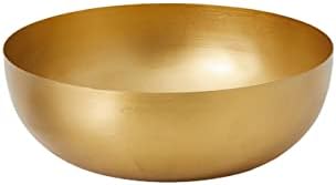 Serene Spaces Living Vintage Gold Decorative Iron Bowl, Table Centerpiece, Fruit Bowl, Floating Candle-Holder, Flower Bowl Vase, Potpourri, Catchall, Dining Table, 12" Diameter & 4" Tall, Single by SereneSpacesLiving