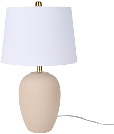 Nourison Home 23" Light Pink Ceramic Jar Table Lamp for Bedroom, Living Room, Dining Office, with White Shade (Pack of 1) - Image 2