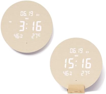 mooas Wood Moon Cordless Digital LED Wall Clock, Date, Temperature/Humidity by mooas