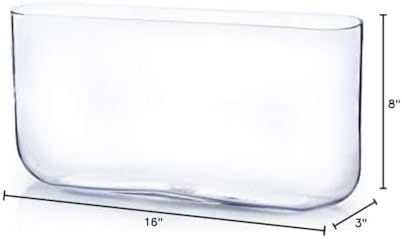 WGV Long Rectangle Block Vase, Width 3", Length 16", Height 8", Clear Round Corners Glass Floral Container Wedding Party Event Decor, 1 Piece - Image 4