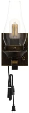 Yisuro Plug in Wall Sconce,Oil Rubbed Bronze Wall Sconces,Retro Rustic Wall Lamps,Sconces Wall Lighting with Amber Glass,Indoor Vintage Bedside Wall Lighting for Living Room Bathroom - Image 4