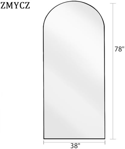 Full Length Mirror, 78"x38" Arched Floor Length Mirror with Stand, Black Body Mirrors Hanging or Leaning, Wall Mirrors Freestanding with Aluminum Frame for Living Room, Bedroom - Image 4