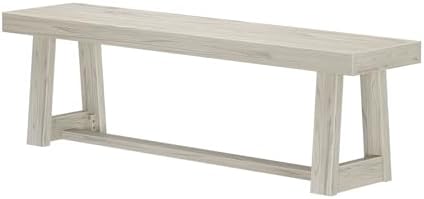 Plank+Beam Classic Dining Bench, 60 Inch, White Sand Wirebrush - Image 3