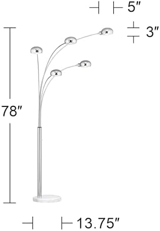 Infini 78" Tall 5-Light Marble Chrome Modern Arc Floor Lamp - Image 4
