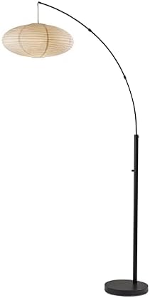 Adesso Floor Lamp, Black & Off-White Paper, Overhead Light, 80” by Adesso