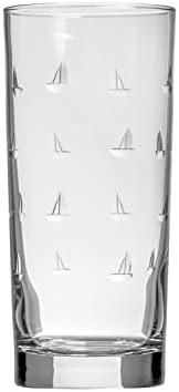 Rolf Glass Sailing Highball Glass 15 ounce | Set of 4 Cooler Glasses | Diamond-Wheel Engraved, Lead-Free Drinking Glass with Heavy Base | Made in the USA - Image 2