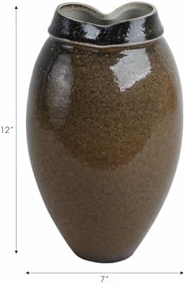 Elegant Ceramic Vase for Room, Bathroom and Bedroom Decor - Decorative Accent for Home, Kitchen, Living Room and Office - Tabletop Placement for Home and Kitchen and Flower Pots - 12", Brown - Image 4