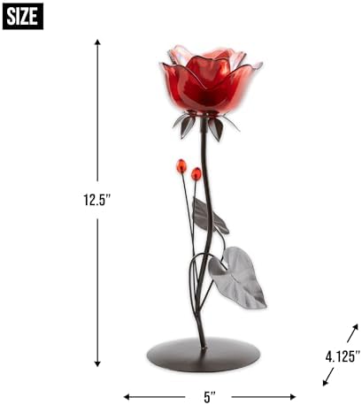 Zingz & Thingz Beauty in The Petals Collection Floral Tealight Candle Holder, 5x4.125x12.5, Romantic Rose - Image 7