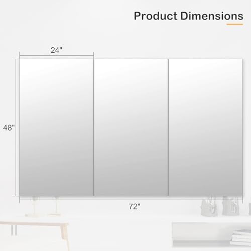 Home Gym Mirror 48"x24" 3PCS, Wall Mounted Frameless Tempered Glass Mirror - Image 5