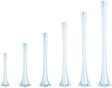 WGV Eiffel Tower Vase Bulk, Open 1", Height 16", (Multiple Sizes Choices) White Glass Floral Container with Sturdy Base, Flower Centerpiece for Wedding Event Home Decor, Arts Crafts, 12 Pieces - Image 4