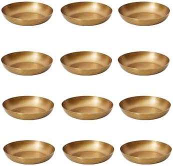 Serene Spaces Living Smooth Gold Round Decorative Iron Bowl, Large Table Centerpiece, Golden Container for Floral Arrangement, Fruits, Candies, Accessories, Measures 10" Diameter & 2" Tall, Set of 12 by SereneSpacesLiving