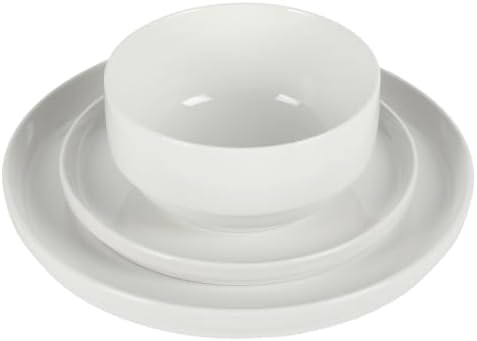 Gibson Home Rothernberg 18-Piece Stackable Porcelain Dinnerware Set, Service for 6 – White Plates and Bowls, Microwave & Dishwasher Safe - Image 7