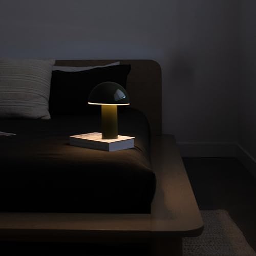 Brightech Celia Table Lamp – 10" Touch-Controlled Mushroom Accent Lamp, Cordless & Dimmable LED, Portable Bedside Accent Light, Recycled Sustainable Modern Lamp for Home Décor – Olive Green - Image 6
