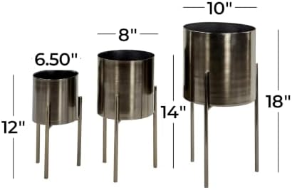 deco 79 Metal Planter, Set of 3 Planter 18", 14", 12" H, Black - Image 6