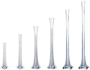 WGV Eiffel Tower Vase Bulk, Open 1", Height 20", (Multiple Sizes Choices) Clear Glass Floral Container with Sturdy Base, Flower Centerpiece for Wedding Event Home Decor, Arts Crafts, 12 Pieces - Image 6