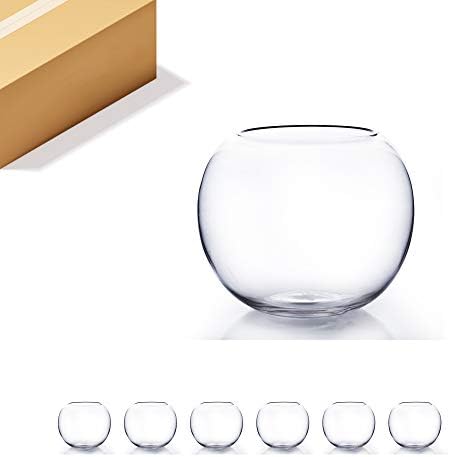 WGV Bowl Glass Vase Bulk, Diameter 8", Height 6.5", Open Width 3.75", (Multiple Sizes Choices) Clear Bubble Planter Terrarium Fish Bowl for Wedding Event Home Decor, 6 Pieces (VBW0008) by WGVInternational-OpusGlassware