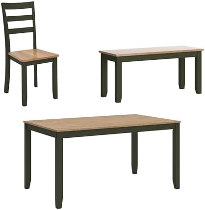 Signature Design by Ashley Gesthaven Dining Table Set with 4 Chairs and Bench, Kitchen Dining Room Furniture Set, Casual Wood Veneer Tops, Green, Light Brown, 36" W x 60" D by Unknown