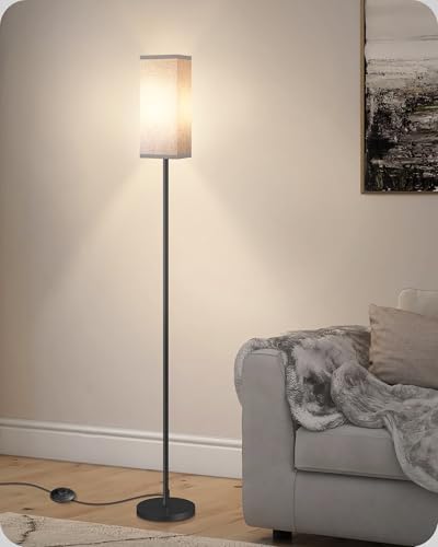 Floor Lamp, Pole Lamp with Foot Switch, Modern Standing Lamp Lampshade, Minimalist Freestanding Lamp (Bulb Not Included), for Living Room, Bedroom Office ETL Listed, Black and Gray H07LD05 - Image 2
