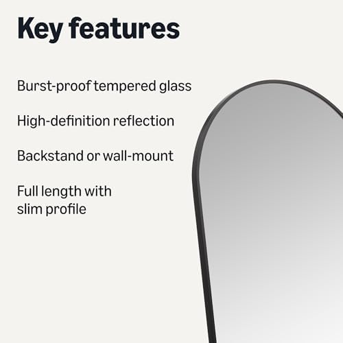 Amazon Basics Full Length Floor Mirror, 59" x 16" x 0.55", Black - Image 2