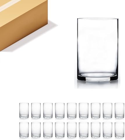 WGVI Quality Thick Weighted Clear Cylinder Glass Vases, 4" W x 6" H, Flower Arrangement Glass Candle Holders Wedding Centerpieces Terrarium Planter Pen Brush Storage Container, Bulk Wholesale, 18 Pcs by WGVInternational-OpusGlassware