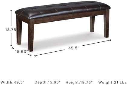 Signature Design by Ashley Haddigan 1-Piece Dining Bench, Faux Leather - Image 3
