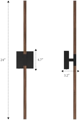 Rayogale Black Walnut Rechargeable Wall Sconce with Remote Control, 24 Inch - Image 6