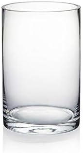 WGVI Quality Thick Weighted Clear Cylinder Glass Vases, 4" W x 6" H, Flower Arrangement Glass Candle Holders Wedding Centerpieces Terrarium Planter Floral Storage Container Pen Brush Holder, 1 Piece by WGVInternational-OpusGlassware