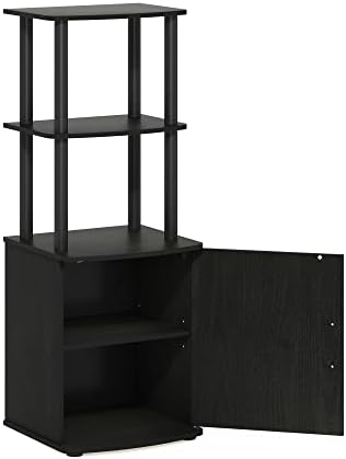 Furinno Turn-N-Tube Tall TV Entertainment Side Table Display Rack with Storage Cabinet, 2-Tier, Blackwood/Black - Image 5