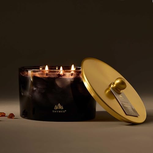 Thymes Noir Woods Scented Candles for Home Decor – Notes of Fresh Evergreen, Smoky Wood & Golden Amber – Luxury Home Fragrance Gifts for Women & Men – Burns Up to 38 Hrs (Large 3 Wick Candle, 18 oz) - Image 2