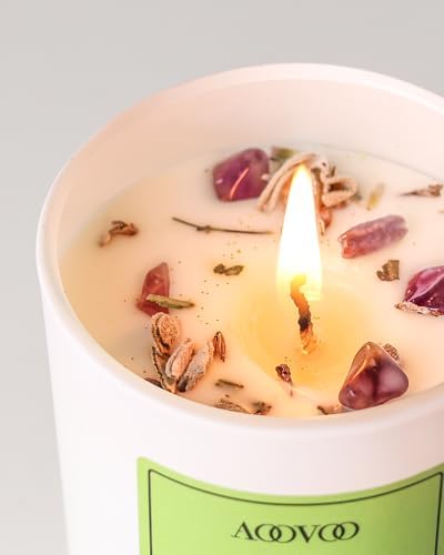 AOOVOO Sage Scented Candles for Women - Aromatherapy Candle with Crystals Inside, 10oz Soy Candles for Home Scented, Birthday Gifts Valentines Day Candle for Women Mom - Image 2