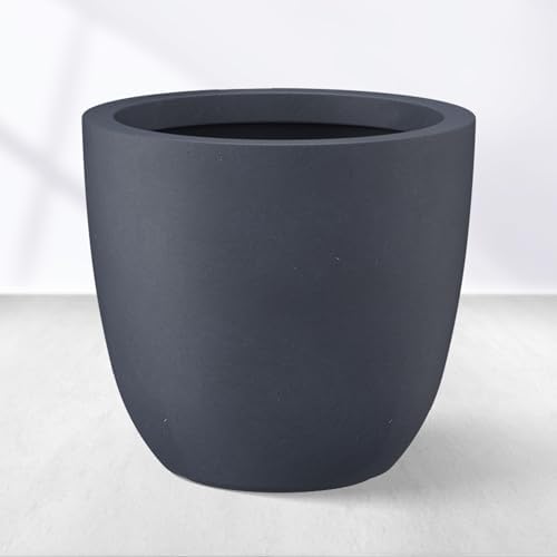 Kante Charcoal Concrete Planter 14" Dia All-Weather Round Accent Pot by Unknown