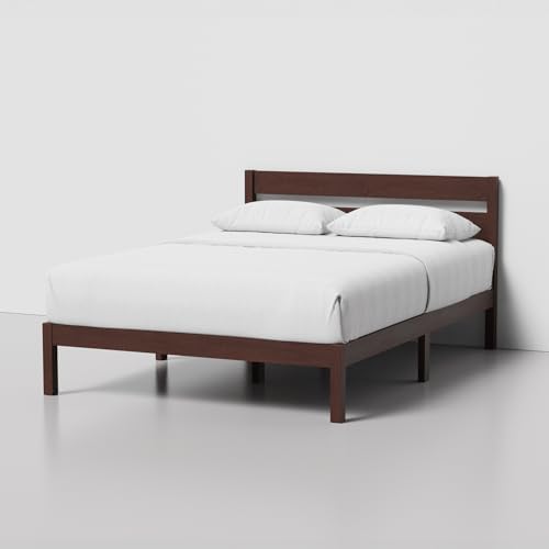 LIFEMENT Classic Wood Platform Bed Frame with Headboard, Essential, Noise Free, Under Bed Storage, No Box Spring Needed, Easy Assembly (Walnut, Full) - Image 4