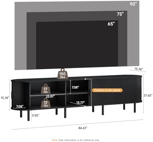 ComfyCorner 86.6" Mid Century Modern TV Stand with Sliding Doors for 90" TV - Image 2