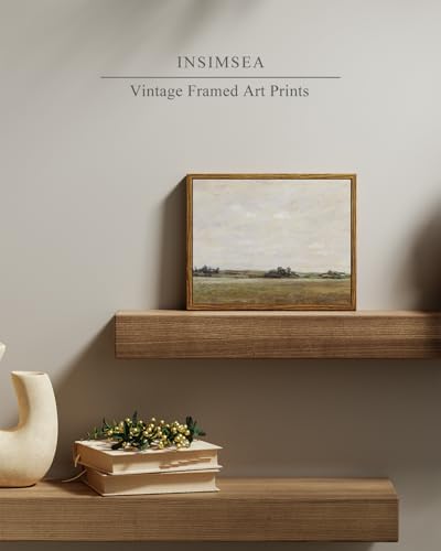 InSimSea Framed Canvas Wall Art, Vintage Landscape Painting, Rustic Nature Scenery Decor for Living Room Shelf Hallway,10x8in, Neutral Tones - Image 2