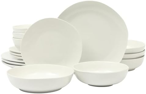 Gibson Home Lindendale 16 Piece Porcelain Ceramic Plates and Bowls Dishes Scratch and Chip Resistant Service for 4 Dinnerware Set - White by GibsonHomewares