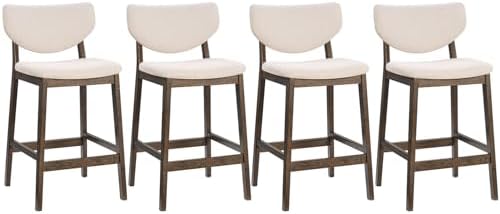 PrimeZone 26 Inch Kitchen Counter Height Barstools Set of 4, Walnut & Beige by PrimeZone